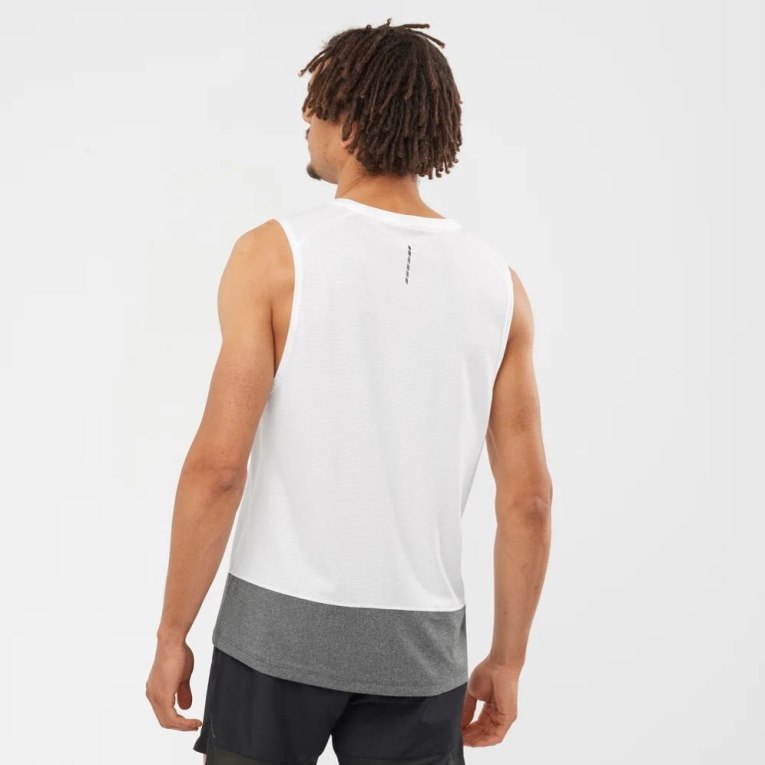 White / Grey Salomon Cross Run Men's Tanks | IE XE1943